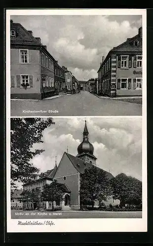 AK Marktleuthen /Obfr., Kirchenlamitzer Strasse, Motiv an der Kirche und Markt
