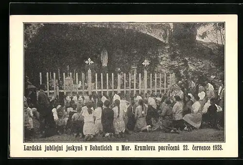 AK Bohutice, Lurdská jubilejni v Bohuticich u Mor. Krumlova 1928