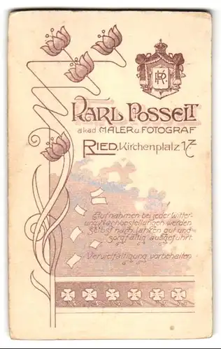 Fotografie Karl Posselt, Ried, Kirchenplatz 17, Modisch gekleidete Dame mit Herzkette