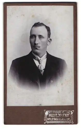 Fotografie Franz Diwoky, Wels, Stelzhammerstr. 11, Stattlicher Herr im Anzug mit Krawatte