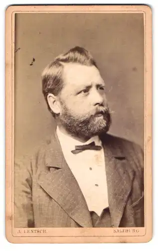 Fotografie Anton Lentsch, Salzburg, Modisch gekleideter Herr mit grauem Vollbart