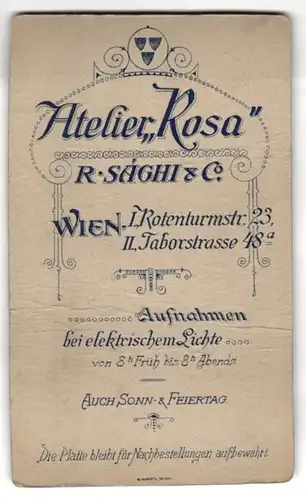 Fotografie R. Saghi & Co., Wien, Rotenturmstr. 23, Stattlicher Herr im Anzug mit Schnurrbart