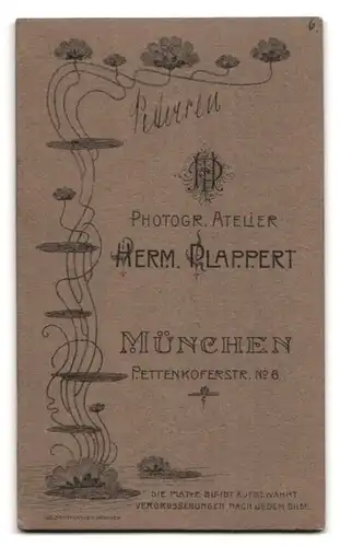 Fotografie Herm. Plappert, München, Pettenkoferstr. 6, Herr im dunklen Anzug mit Moustache