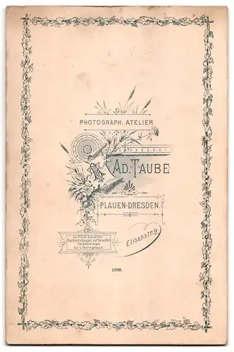 Fotografie Adolf Taube, Plauen, Elisenstr. 2, Mutter und Vater mit vier Kindern im Atelier, Mutterglück, 1899