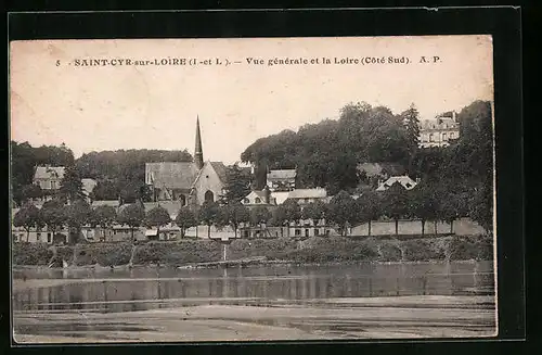 AK Saint-Cyr-sur-Loire, Vue generale et la Loire