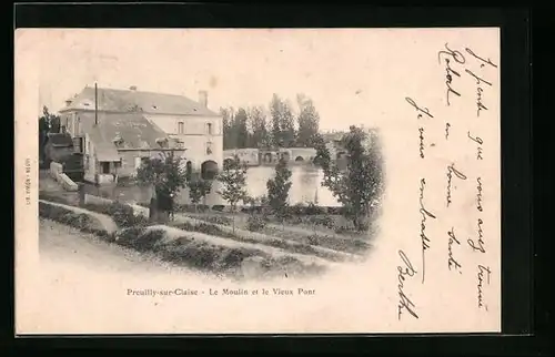 AK Preuilly-sur-Claise, Le Moulin et le Vieux Pont