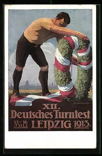 Künstler-AK Leipzig, XII. Deutsches Turnfest 1913, Der Festkranz