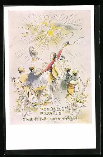 Künstler-AK Prag, Sokol 1932, Vzhuru bratri!!