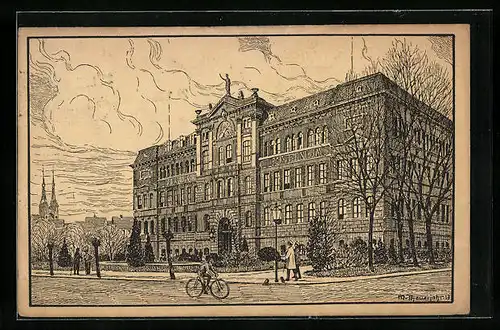 Präge-Künstler-AK Köthen, Polytechnikum