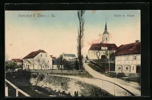 AK Bertsdorf i. Sa., Kirche mit Schule