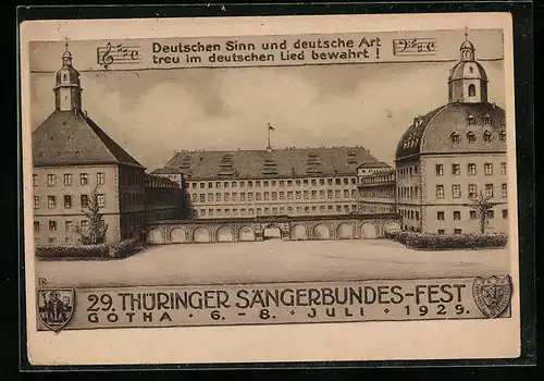 AK Gotha, 29. Thüringer Sängerbundesfest 1929, Schloss Friedenstein