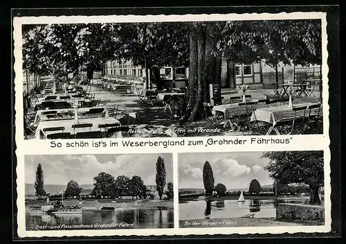 AK Grohnde /Weser, Gasthaus Grohnder Fährhaus, Weser-Fähre