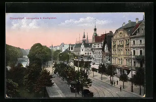 AK Düsseldorf, Königsallee und Stadtgraben