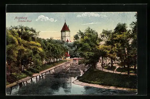 AK Augsburg, Flusspartie am Jakoberwall