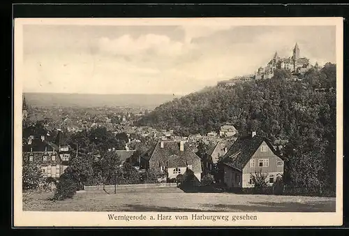 AK Wernigerode /Harz, Ortsansicht vom Habsburgweg aus