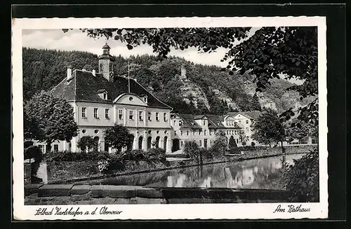 AK Karlshafen a. d. Oberweser, Flusspartie am Rathaus