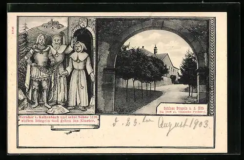 AK Bürgeln a. d. Höh, Eingangstor vom Schloss, Wernher v. Kaltenbach