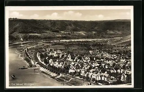 AK Winningen /Mosel, Ortsansicht aus der Vogelschau