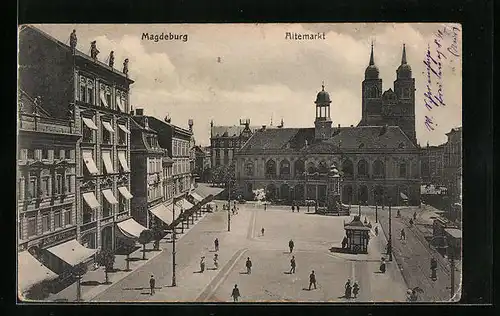 AK Magdeburg, Alter Markt aus der Vogelschau