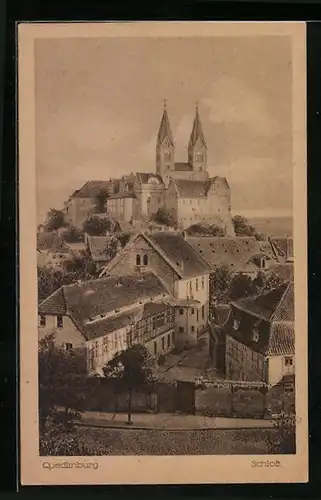 AK Quedlinburg, Totalansicht mit Schloss