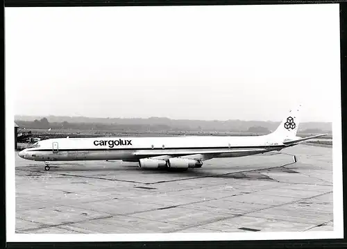 Fotografie Flugzeug Douglas DC-8, Frachtflugzeug der Cargolux, Kennung LX-ACV