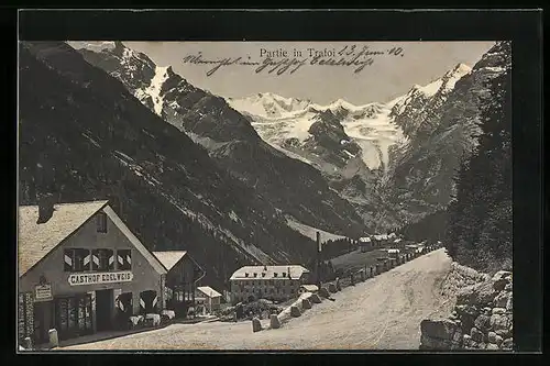 AK Trafoi, Gasthof Edelweis in den Alpen