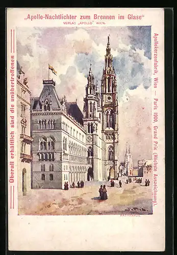 Künstler-AK Wien, Strassenpartie am Rathaus