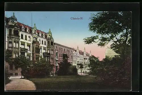 AK Cüstrin / Kostrzyn, Grünanlagen am Moltke-Platz