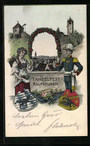 AK Kaufbeuren, Tänzelfest, Wappen, Panorama