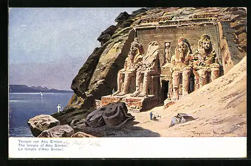 Künstler-AK Friedrich Perlberg: Tempel von Abu Simbel