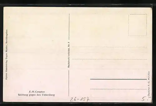 Künstler-AK Edward Harrison Compton: Salzburg gegen den Untersberg
