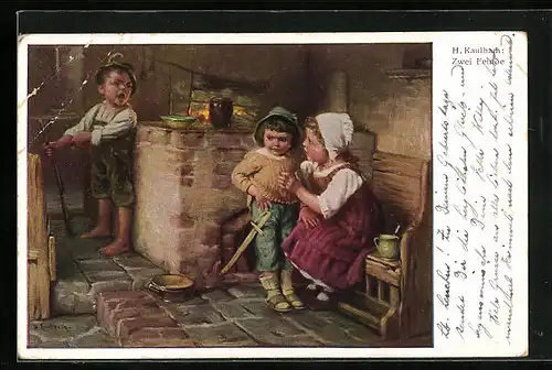 Künstler-AK Hermann Kaulbach: Zwei Feinde