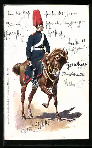 Künstler-AK O. Merte: Soldat zu Pferde in Paradeuniform