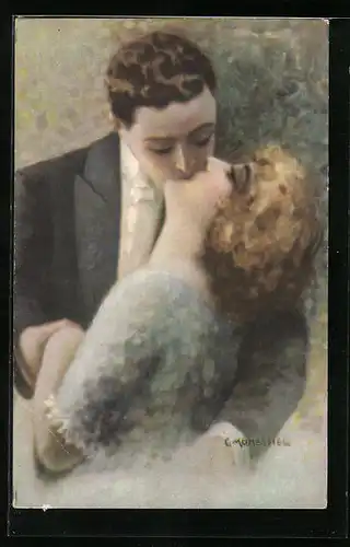 Künstler-AK C. Monestier: Inniger Kuss eines Paares