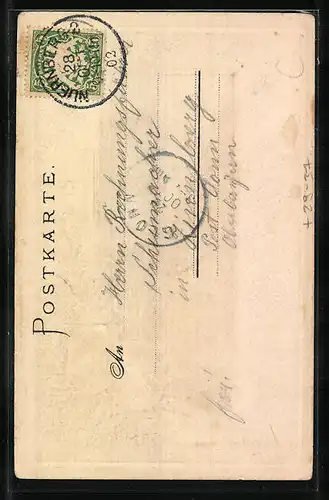 Passepartout-Lithographie Nürnberg, Rathausgasse, Wappen