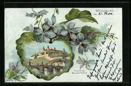 Lithographie Würzburg, Festung Marienberg