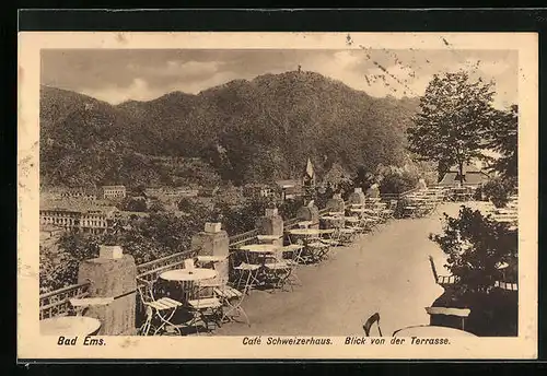 AK Bad Ems, Blick von der Terrasse vom Café Schweizerhaus