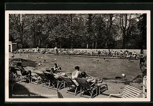 AK Badenweiler, Thermal-Schwimmbad mit Badegästen