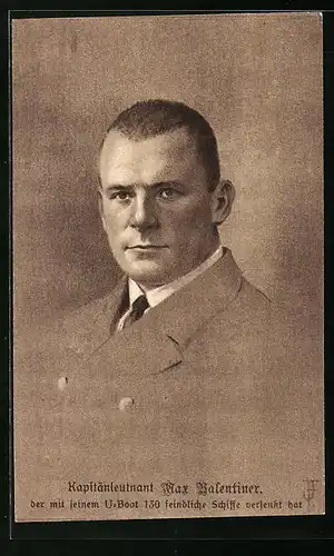 Künstler-AK Portrait Kapitänleutnant Max Valentiner