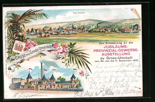 Lithographie Gross-Umstadt, Jubiläums-Provinzial-Gewerbe-Ausstellung 1899, Ausstellungsgelände