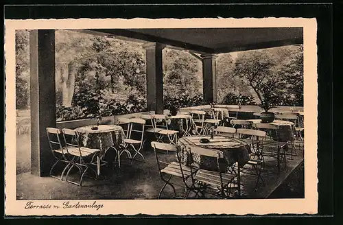 AK Hamm i. W., Gasthaus Zur Insel, Terrasse u. Gartenanlage