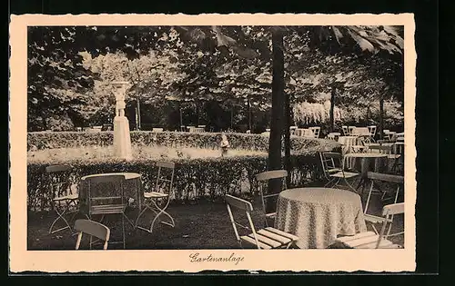 AK Hamm i. W., Gasthaus Zur Insel, Gartenanlage