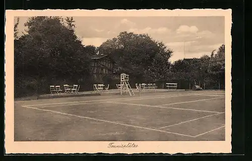 AK Hamm i. W., Gasthaus Zur Insel, Tennisplatz