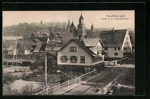 AK Feuchtwangen, Strassenpartie an der Sulzachbrücke