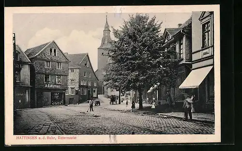 AK Hattingen a. d. Ruhr, Strassenpartie am Untermarkt