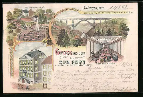 Lithographie Solingen, Hotel-Restaurant Zur Post