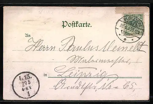 Lithographie Dresden-Klotzsche, Teilansicht, Gasthof Erbgericht