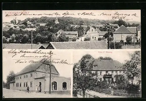 AK Sommersdorf, Geschäftshaus Goedecke, Villa J. Hosang, Teilansicht