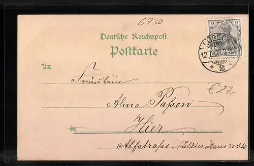 Lithographie Eberbach, Hotel Leininger Hof, Totalansicht