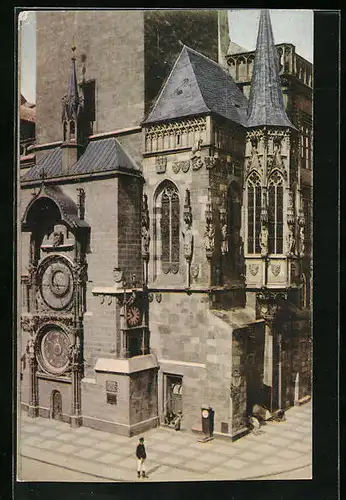 AK Praha, Orloj na radnici Staromestska, Blick auf die Kunstuhr